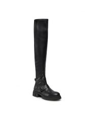 Tommy Hilfiger Muszkieterki Stretch Monochromatic Longboot FW0FW07611 Czarny. Czarne kozaki TOMMY HILFIGER, ze skóry, bez obcasa, na płaskiej podeszwie, bez zapięcia. Za 1,309.00 zł.