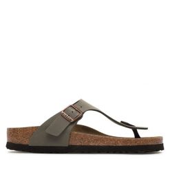 Japonki Birkenstock. Szare klapki Birkenstock, bez wzorów, bez obcasa. Za 319.99 zł.