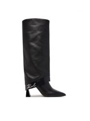 KARL LAGERFELD Kozaki KL32081 Czarny. Czarne kozaki KARL LAGERFELD, ze skóry, bez obcasa, na słupku, bez zapięcia. Za 1,549.00 zł.