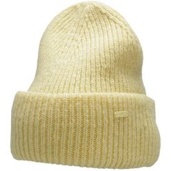 Damska czapka żółta H4Z22 4F. Żółte czapki 4f, bez wzorów, z poliamidu. Za 47.99 zł.