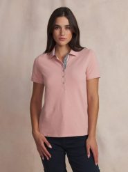 Damska koszulka polo TBS Lizzi. Czerwone koszulki polo Tbs, na lato, m, bez wzorów, z bawełny, bez kołnierzyka, bez ramiączek. Za 279.95 zł.