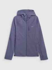 4F Kurtka softshell wiatroodporna membrana 10000 damska - granatowa M. Niebieskie kurtki sportowe 4f, m, bez wzorów, z materiału, bez kaptura, trekkingowe, primaloft. Za 399.99 zł.