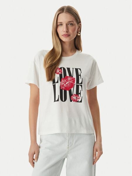 Morgan T-Shirt 261-DOVE Biały Regular Fit. Białe t-shirty Morgan, xl, bez wzorów, z bawełny, bez kołnierzyka, bez ramiączek. Za 99.99 zł.
