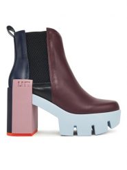 United Nude Botki Grip Chelsea Mid IV 1095992516 Bordowy. Czerwone botki United Nude, bez wzorów, ze skóry, bez obcasa, na słupku, bez zapięcia. Za 1,659.00 zł.