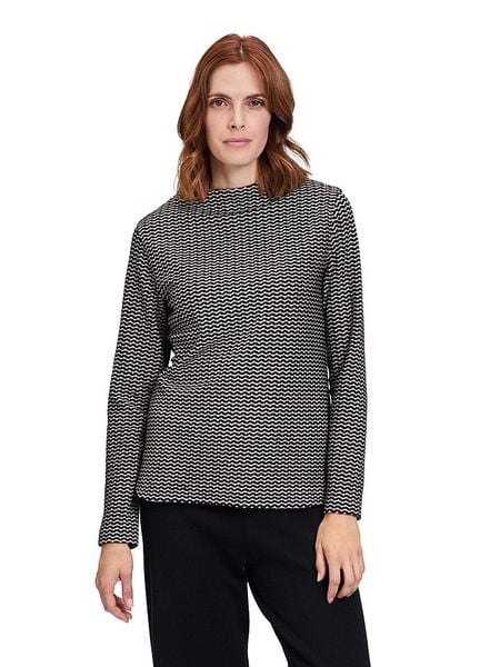 BETTY & CO Koszulka w kolorze czarno-kremowym rozmiar: XL. Czarne bluzki Betty & Co, xl, bez wzorów, z bawełny, bez kołnierzyka, bez ramiączek. Za 91.77 zł.