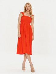 Pieces Sukienka letnia Luna 17147176 Czerwony Regular Fit. Czerwone sukienki Pieces, na lato, s, bez wzorów, z syntetyku, bez kołnierzyka, bez ramiączek. Za 119.99 zł.