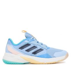 Buty halowe adidas. Niebieskie obuwie sportowe Adidas, bez zapięcia. Za 649.99 zł.