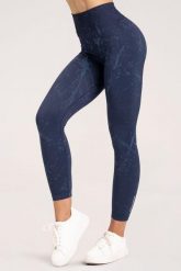 Legginsy fitness damskie Gym Glamour marble. Niebieskie legginsy GYM GLAMOUR, l, bez wzorów, z materiału, z podwyższonym stanem. Za 159.99 zł.