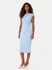 Rinascimento Sukienka koktajlowa CFC0125334003 Błękitny Slim Fit. Niebieskie sukienki Rinascimento, m, bez wzorów, z syntetyku, wizytowe, bez kołnierzyka, bez ramiączek. Za 519.99 zł.
