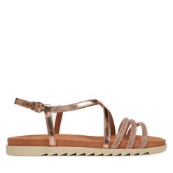 Sandały Tamaris. Czerwone sandały Tamaris, bez wzorów, bez obcasa, na płaskiej podeszwie, bez zapięcia. Za 229.99 zł.