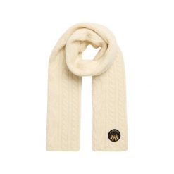 Damski szalik z dzianiny Superdry Cable Luxe. Białe szaliki Superdry, na zimę, bez wzorów, z dzianiny, eleganckie. Za 238.20 zł.
