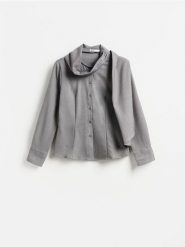 Koszula z szalem - ciemnoszary. Szare koszule Reserved, l, bez wzorów, z tkaniny, bez kołnierzyka, bez ramiączek. Za 129.99 zł.