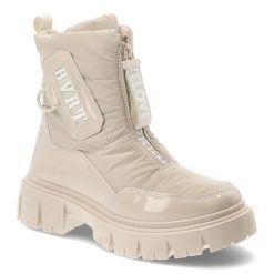 Beżowe Śniegowce Filippo Ocieplane Buty Damskie. Brązowe botki Filippo, na zimę, bez wzorów, bez obcasa, bez zapięcia. Za 144.99 zł.