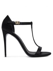 Dolce&Gabbana Sandały CR1766 A7630 Czarny. Czarne sandały Dolce&Gabbana, bez wzorów, z materiału, bez obcasa, na szpilce, bez zapięcia. Za 3,079.00 zł.