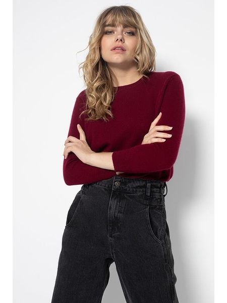 Perfect Cashmere Kaszmirowy sweter "Vanessa" w kolorze ciemnoczerwonym rozmiar: M. Czerwone swetry Perfect Cashmere, m, bez wzorów, z kaszmiru, bez ramiączek. Za 368.09 zł.