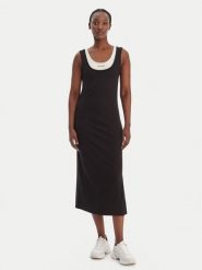 Calvin Klein Jeans Sukienka codzienna LV047E220G Czarny Slim Fit. Czarne sukienki Calvin Klein Jeans, na co dzień, s, bez wzorów, z jeansu, bez kołnierzyka, bez ramiączek, proste. Za 409.99 zł.