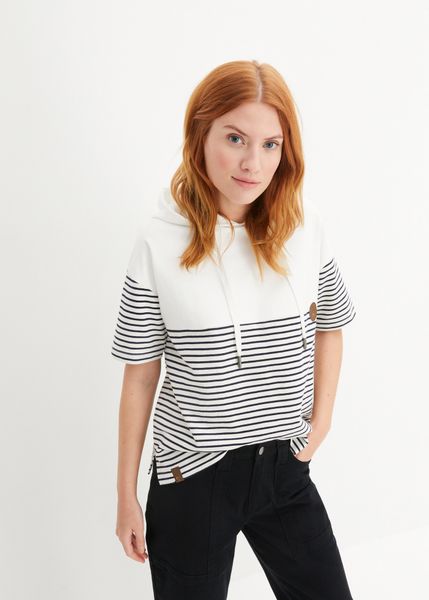 Bluza z kapturem. Białe bluzy bonprix, bez wzorów, z kapturem. Za 102.99 zł.