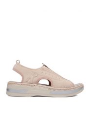 Rieker Sandały CEO-V59B5-31 Różowy jasny. Czerwone sandały Rieker, bez wzorów, z materiału, bez obcasa, na koturnie, bez zapięcia. Za 319.99 zł.