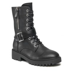 Trzewiki Jenny Fairy. Czarne botki Jenny Fairy, bez wzorów, bez obcasa, na płaskiej podeszwie, bez zapięcia. Za 179.99 zł.