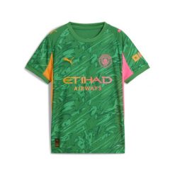 Młodzieżowa koszulka bramkarska Manchester City 25/26 PUMA. Brązowa bluzki Puma, m, bez wzorów, z tkaniny, młodzieżowe, bez kołnierzyka, bez ramiączek. Za 349.00 zł.