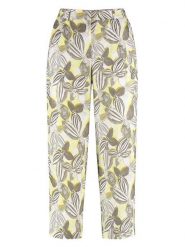 Gerry Weber Lniane spodnie w kolorze biało-szaro-żółtym rozmiar: 42. Białe spodnie materiałowe Gerry Weber, bez wzorów, ze lnu, z podwyższonym stanem. Za 206.91 zł.