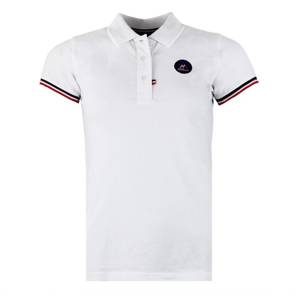 Damska koszulka polo Peak Mountain Abeca. Białe koszulki polo Peak Mountain, bez wzorów, bez ramiączek. W wyprzedaży za 162.10 zł.