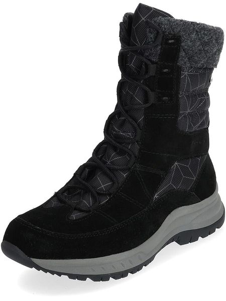 Tamaris Kozaki zimowe w kolorze czarnym rozmiar: 40. Czarne kozaki Tamaris, na zimę, z materiału, bez obcasa, bez zapięcia. Za 276.05 zł.