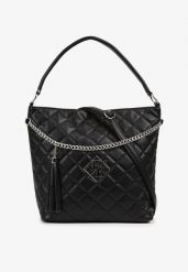 Czarna Torebka Pikowana Shopper z Paskiem Lanelea. Czarne shopper Born2be, bez wzorów, eleganckie, pikowane, bez dodatków. Za 84.99 zł.