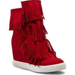 Sneakersy R.POLAŃSKI - 0818 Czerwony. Czerwone botki R.Polański, bez wzorów, ze skóry, bez obcasa, na obcasie, bez zapięcia. W wyprzedaży za 279.00 zł.