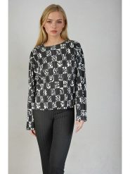 Monki Bluzka w kolorze czarnym rozmiar: L. Czarne bluzki Monki, l, bez wzorów, bez kołnierzyka, bez ramiączek. Za 43.99 zł.