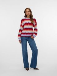 Vero Moda Sweter w kolorze czerwono-lawendowym rozmiar: XS. Czerwone swetry Vero Moda, s, bez wzorów, z materiału, bez ramiączek. Za 113.99 zł.
