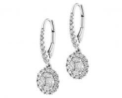 Kolczyki z białego złota z diamentami - 0,89 ct - próba 750. Białe kolczyki Apart, z diamentem, złote. W wyprzedaży za 10,213.00 zł.
