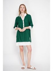 Le Jardin du Lin Lniana sukienka w kolorze zielono-białym rozmiar: 34. Białe sukienki Le jardin du lin, na co dzień, bez wzorów, ze lnu, bez kołnierzyka, bez ramiączek, mini, proste. Za 108.99 zł.