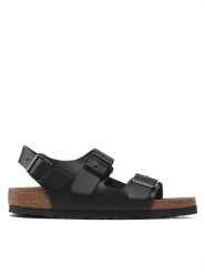 Birkenstock Sandały Milano Bs 0034193 Czarny. Czarne sandały Birkenstock, bez wzorów, ze skóry, bez obcasa, na płaskiej podeszwie, bez zapięcia. Za 439.99 zł.