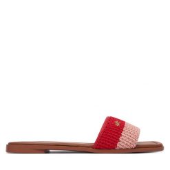 Klapki Tommy Hilfiger. Czerwone klapki TOMMY HILFIGER, bez wzorów, bez obcasa. Za 329.99 zł.