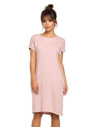 Be Wear Sukienka w kolorze jasnoróżowym rozmiar: L. Różowe sukienki Be Wear, na co dzień, l, bez wzorów, bez kołnierzyka, bez ramiączek, midi, proste. Za 193.70 zł.