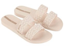 Klapki damskie Ipanema Renda Ii. Brązowe klapki Ipanema, bez wzorów, z materiału, bez obcasa. Za 87.90 zł.