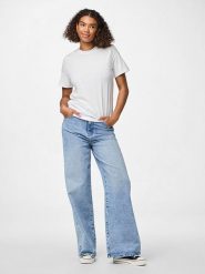 Pieces Koszulka "Pcria" w kolorze białym rozmiar: M. Białe bluzki Pieces, m, bez wzorów, z bawełny, bez kołnierzyka, bez ramiączek. Za 61.46 zł.