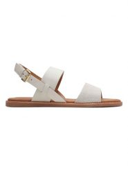 Clarks Skórzane sandały "Karsea Strap" w kolorze białym rozmiar: 40. Białe sandały Clarks, bez wzorów, klasyczne, z otwartym noskiem, bez obcasa, bez zapięcia. Za 182.29 zł.