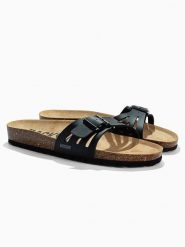 BACKSUN Skórzane klapki "Venecia" w kolorze czarnym rozmiar: 41. Czarne klapki Backsun, bez wzorów, z materiału, z otwartym noskiem, bez obcasa. Za 117.99 zł.