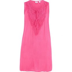 Długi top z kory bonprix ciemnoróżowy. Czerwone topy bonprix, bez wzorów, bez kołnierzyka, bez ramiączek. Za 54.99 zł.