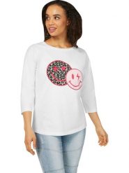 Heine Koszulka w kolorze białym rozmiar: 48. Białe bluzki Heine, bez wzorów, z bawełny, bez kołnierzyka, bez ramiączek. Za 34.99 zł.