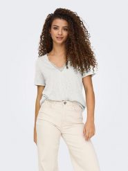 ONLY Koszulka w kolorze jasnoszarym rozmiar: XL. Szare bluzki Only, xl, bez wzorów, z koronki, bez kołnierzyka, bez ramiączek. Za 54.95 zł.
