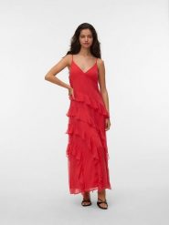 Vero Moda Sukienka w kolorze czerwonym rozmiar: M. Czerwone sukienki Vero Moda, na co dzień, m, bez wzorów, bez kołnierzyka, bez ramiączek, maxi, proste. Za 149.31 zł.