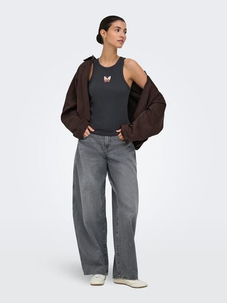 JDY Top "Tulle Life" w kolorze czarnym rozmiar: M. Czarne topy JDY, m, bez wzorów, z bawełny, bez kołnierzyka, bez ramiączek. Za 59.95 zł.