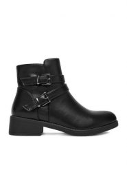 DeeZee Botki LZP05 Czarny. Czarne botki DeeZee, bez wzorów, z materiału, bez obcasa, na płaskiej podeszwie, bez zapięcia. Za 179.99 zł.