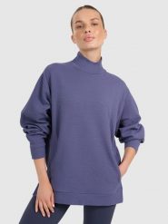 4F Bluza dresowa do jogi i pilatesu damska - granatowa XL. Niebieskie bluzy 4f, l, bez wzorów, z bawełny, bez kaptura. Za 199.99 zł.