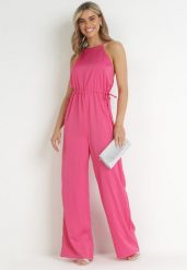 Fuksjowy Kombinezon na Cienkich Ramiączkach Agnella. Czerwone sukienki Born2be, m, bez wzorów, eleganckie, bez kołnierzyka, bez ramiączek. Za 139.99 zł.