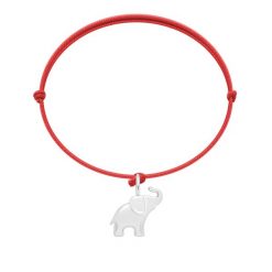 Bransoletka z posrebrzaną zawieszką w kształcie słonia na cienkim czerwonym sznurku. Czerwone bransoletki Lilou, posrebrzane. Za 129.00 zł.