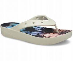 Japonki Dla Dorosłych Crocs Classic Platform Retro Resort Flip. Brązowe klapki Crocs, bez wzorów, z materiału, bez obcasa. Za 99.99 zł.